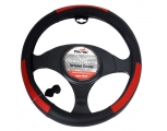 FERAL - Steering Wheel Cover Leather Black Red Medium, 38 cm - Steering wheel covers